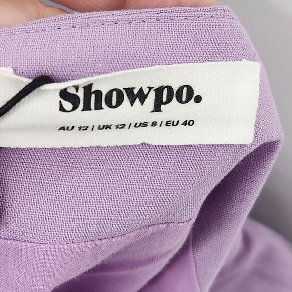 NWT Showpo. Gibson Lilac Cotton Linen Knot Front Midi Skirt Women's 8 - Picture 3 of 8